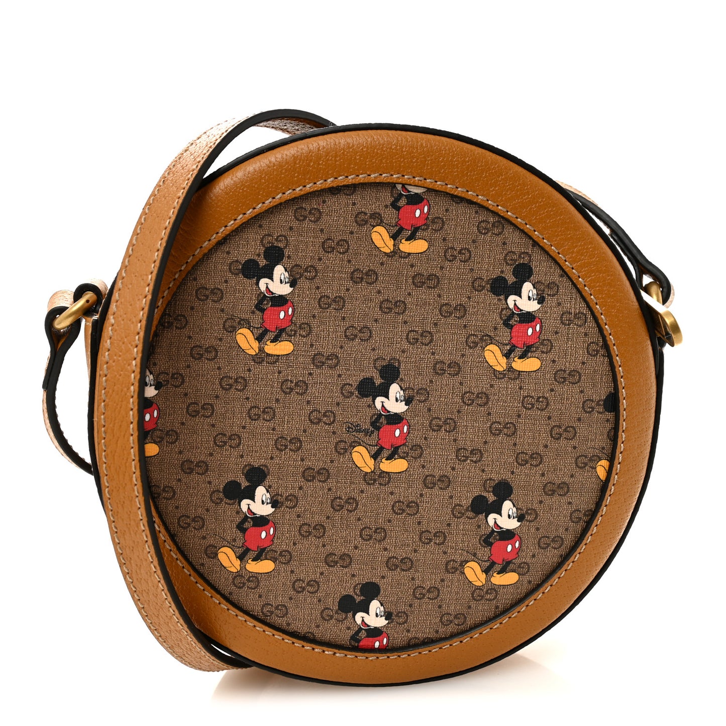 X DISNEY Mini Vintage GG Supreme Monogram Mickey Mouse Round Shoulder Bag Beige Vintage Sun Oil