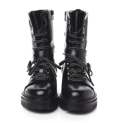 Valentino Garavani Smooth Calfskin Rockstud Buckled 25mm Combat Boots 38 Black 2 of 8