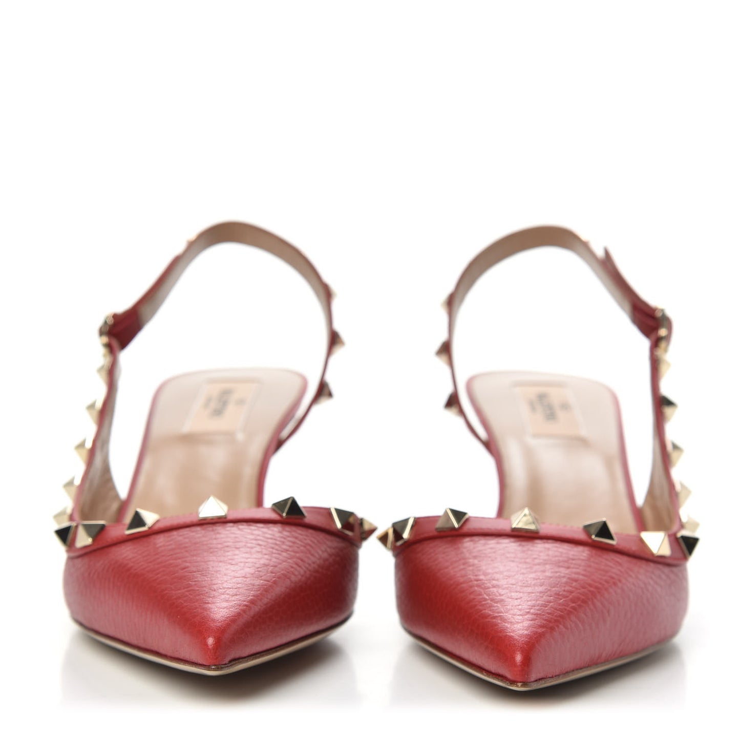 Pebbled Calfskin Rockstud Half D'Orsay Slingback 50mm Pumps 39.5 Rosso Valentino