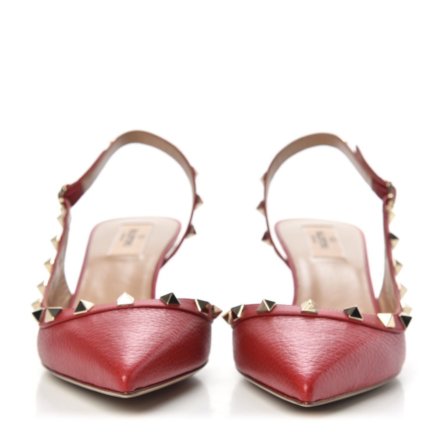 Valentino Garavani Pebbled Calfskin Rockstud Half D'Orsay Slingback 50mm Pumps 39.5 Rosso Valentino 2 of 9