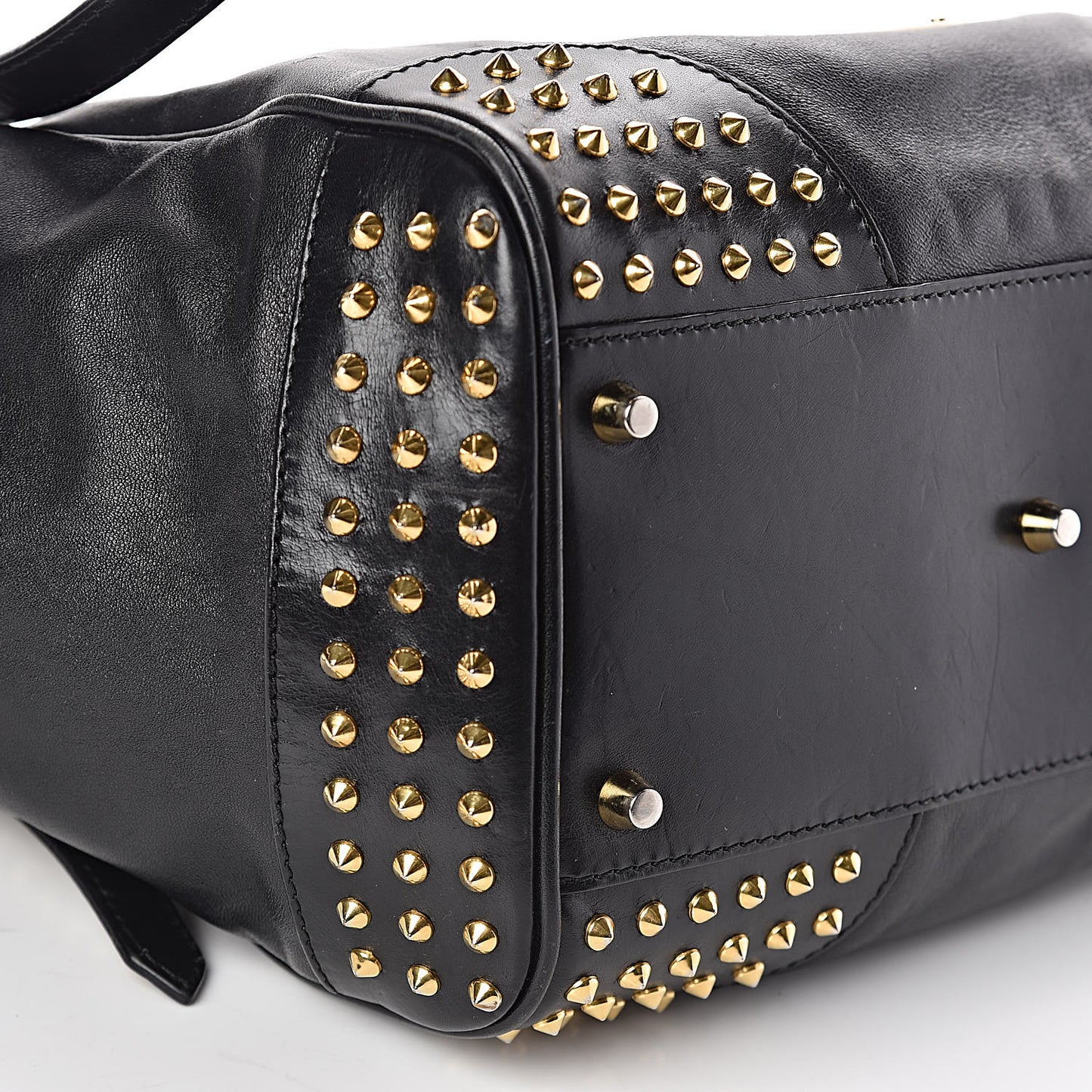 Lambskin Bridle Studs Small Canterbury Tote Black