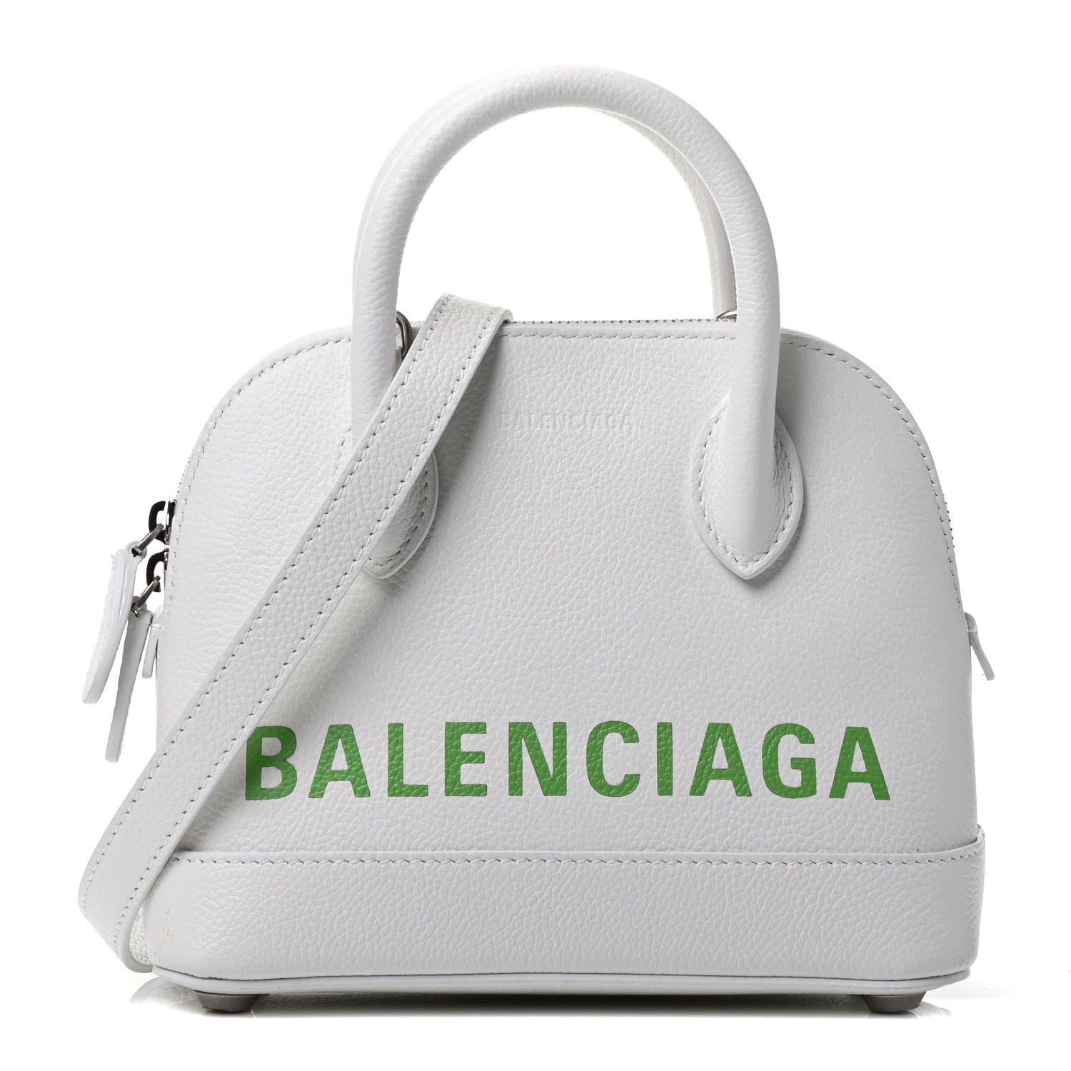 Balenciaga Grained Calfskin Logo XXS Ville Top Handle Bag White Light Green 1 of 4