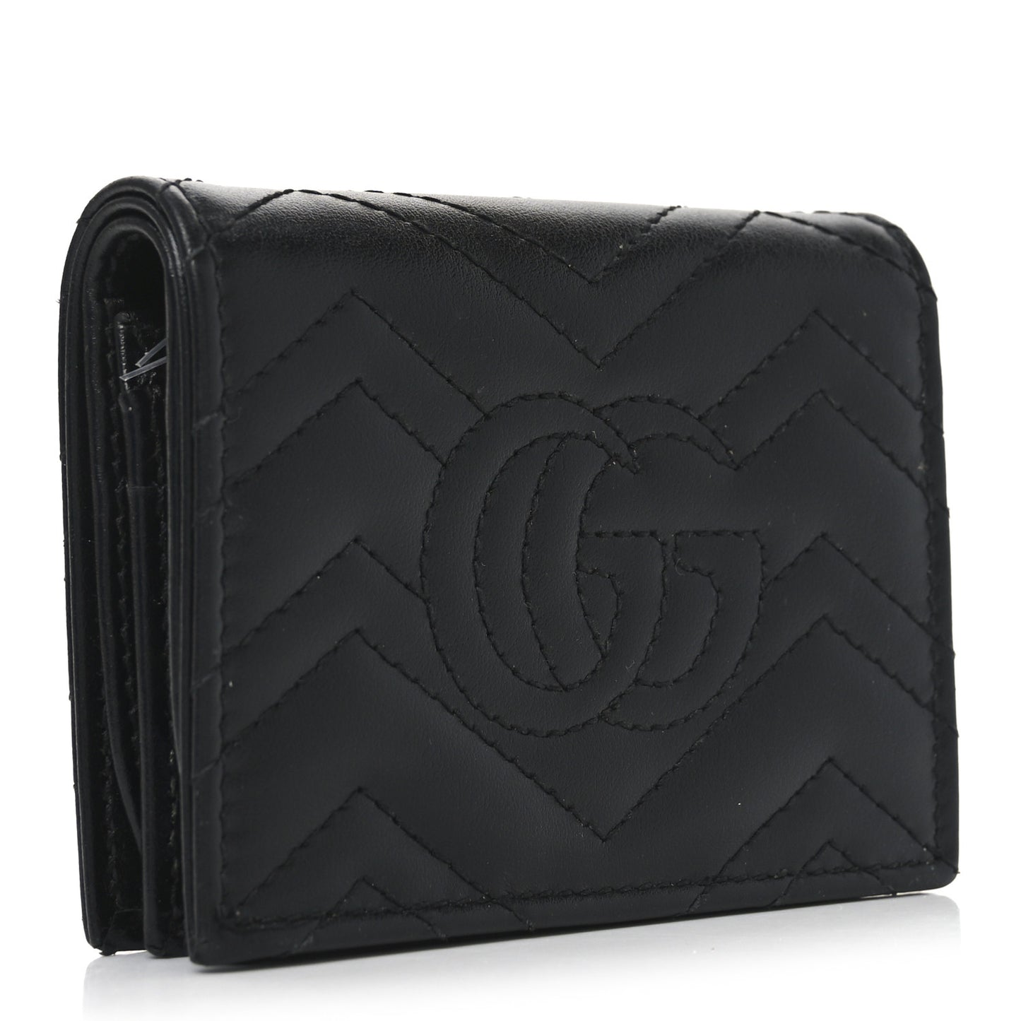 Calfskin Matelasse GG Marmont Card Case Wallet Black