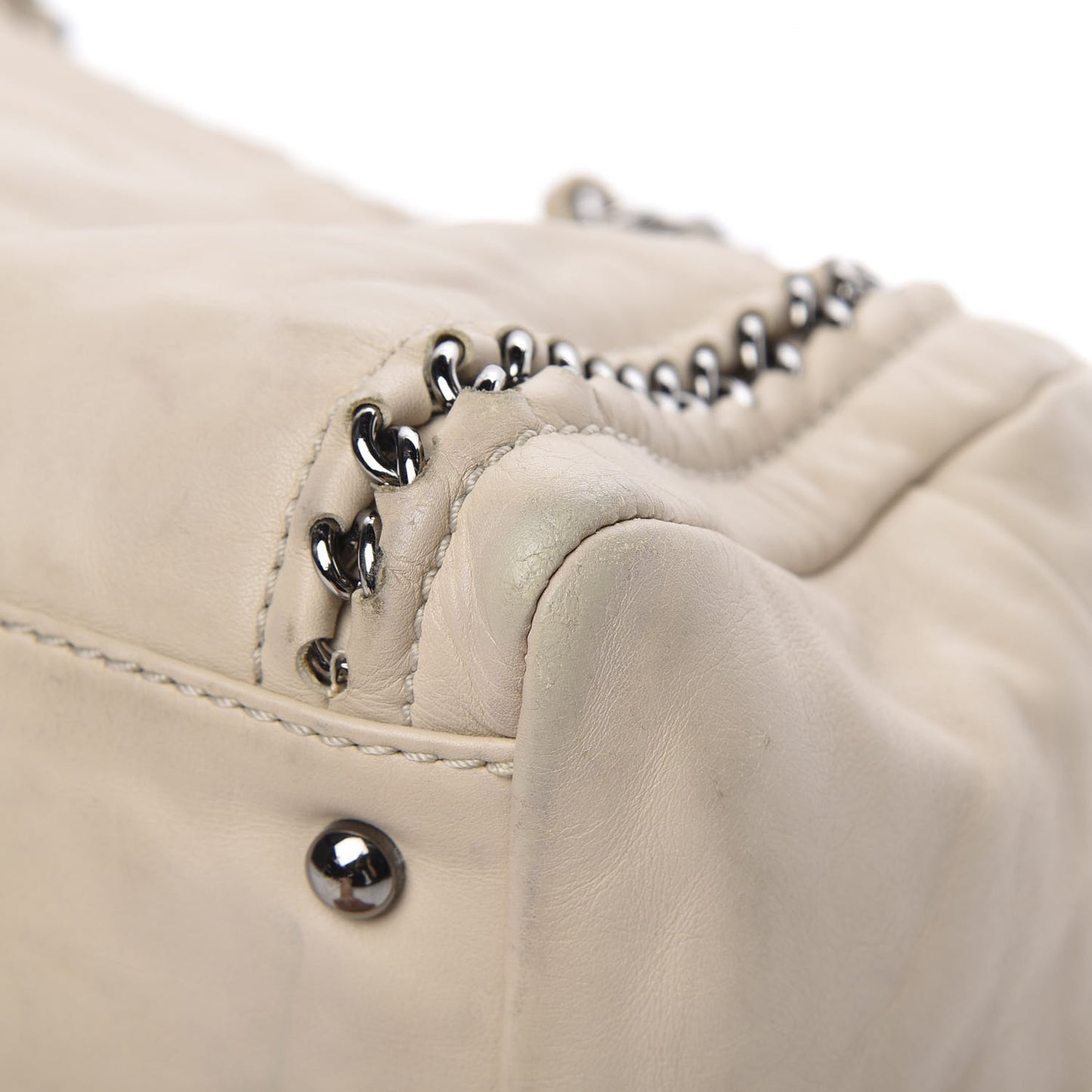 Smooth Calfskin Large Luxe Ligne Bowler Light Beige