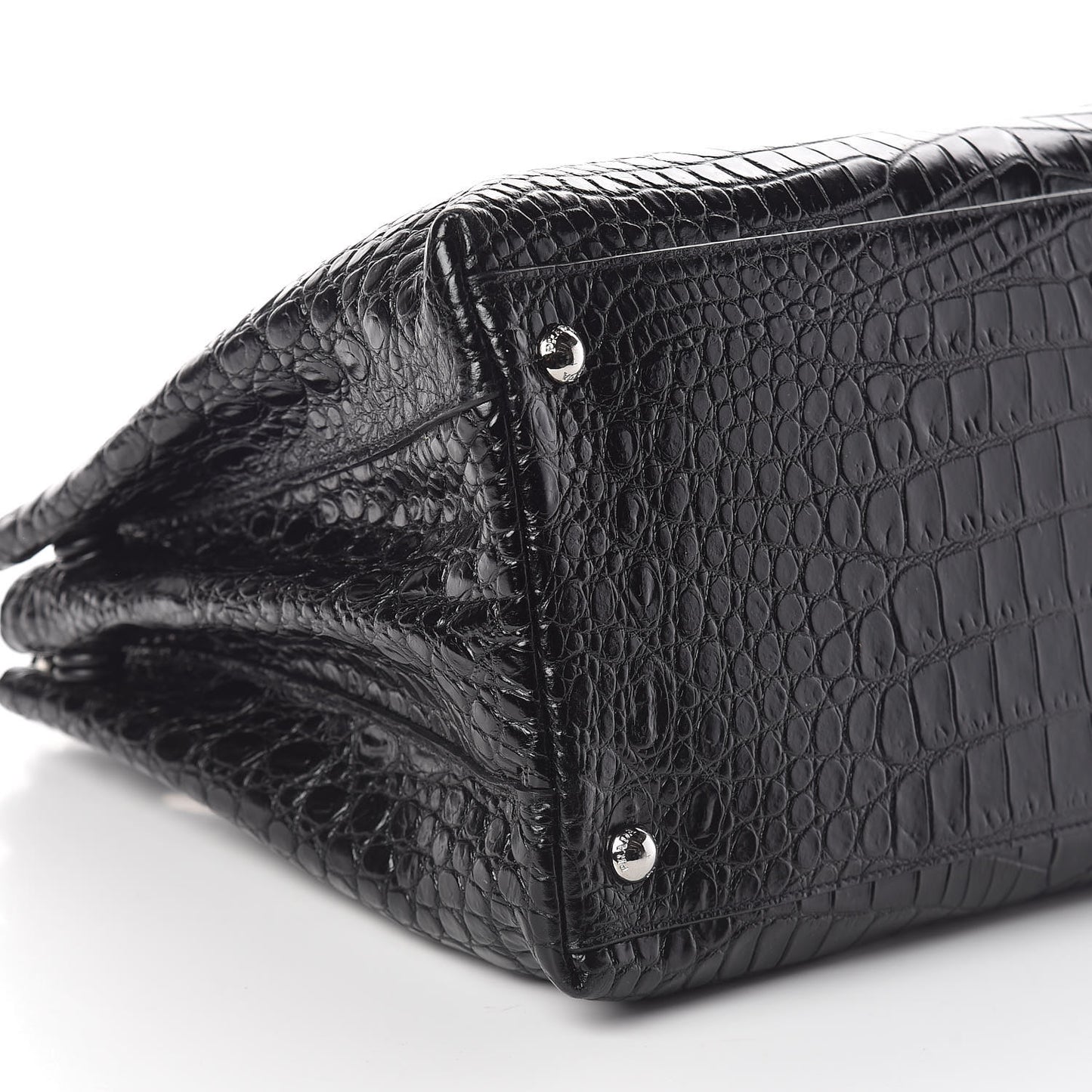 Calfskin Crocodile Embossed Tote Black
