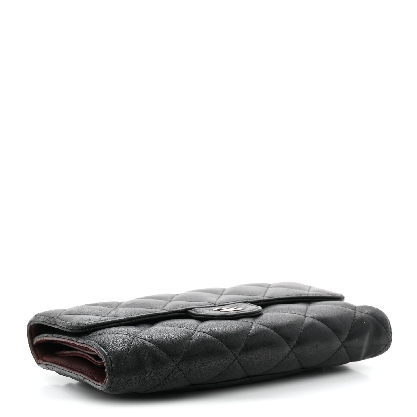 Lambskin Quilted Large Flap Wallet Black