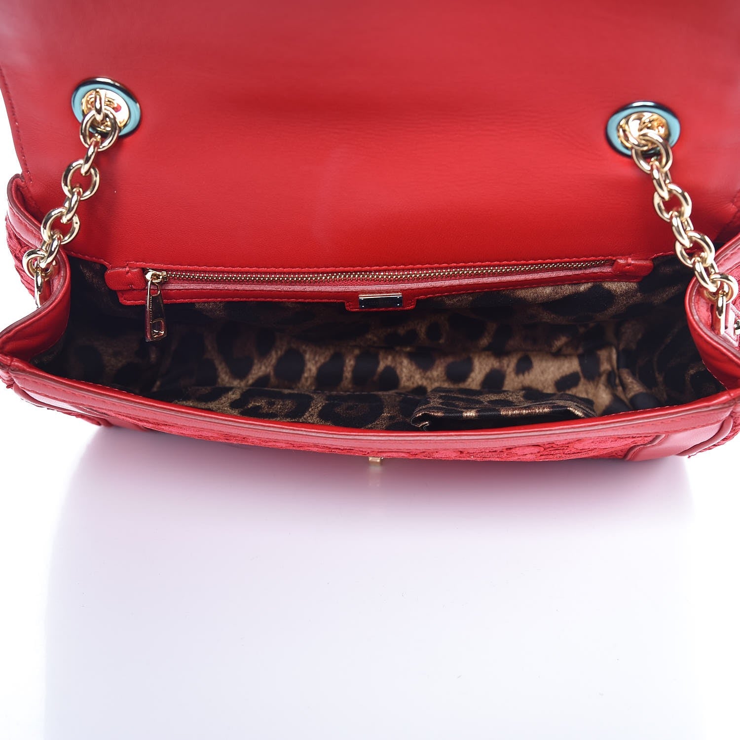 Dolce & Gabbana Lambskin Lace Miss Dolce Shoulder Bag Red 5 of 8