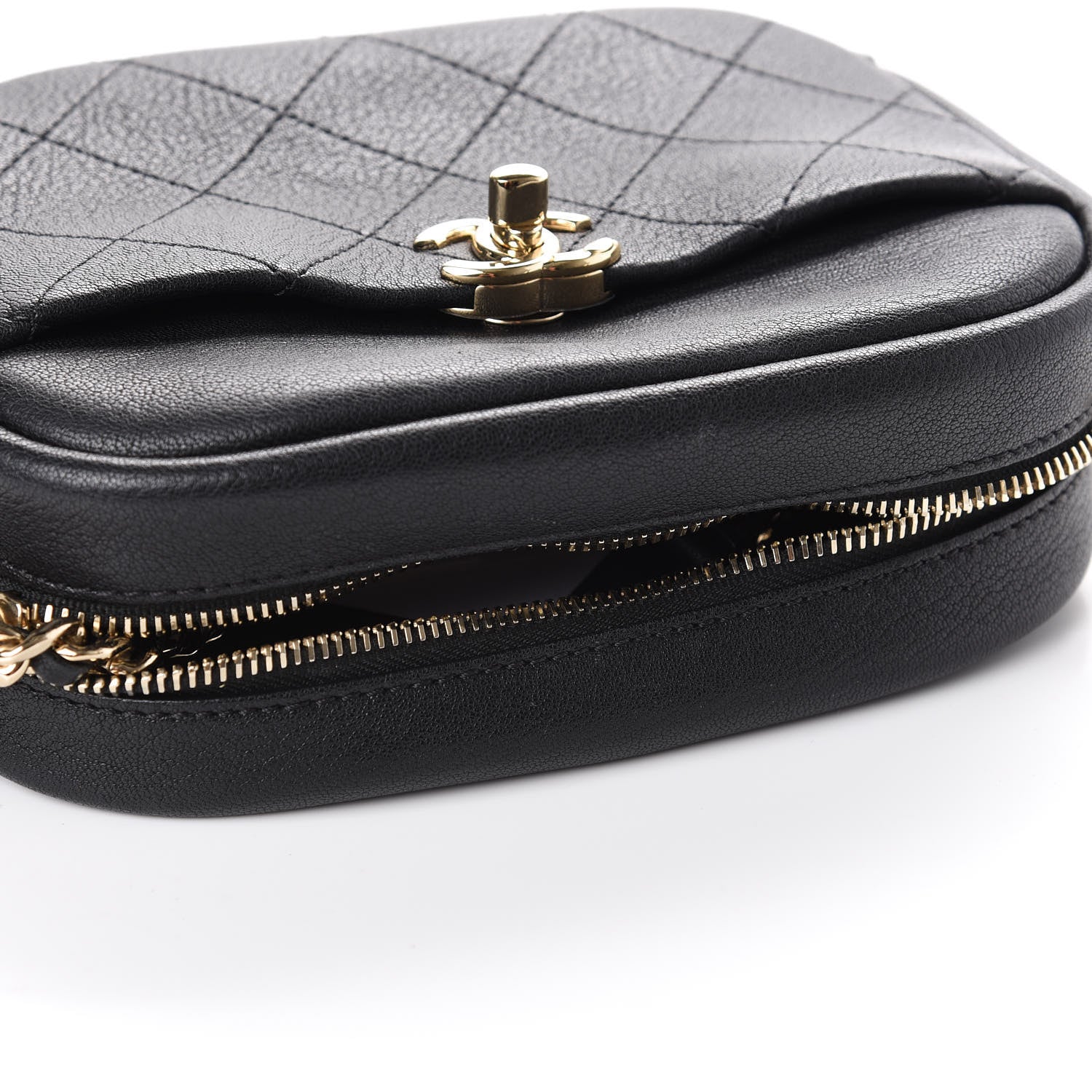 Chanel Goatskin Quilted Small Casual Trip Camera Case Black 10 of 15