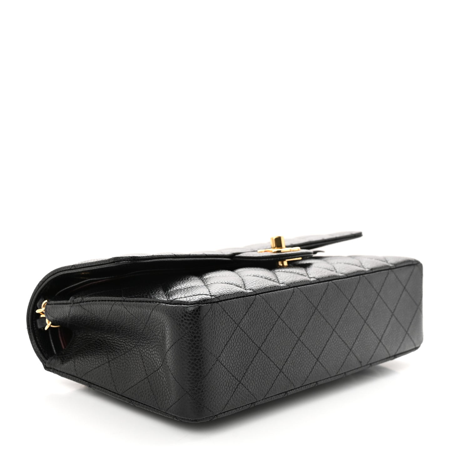 Caviar Quilted Medium Double Flap Black