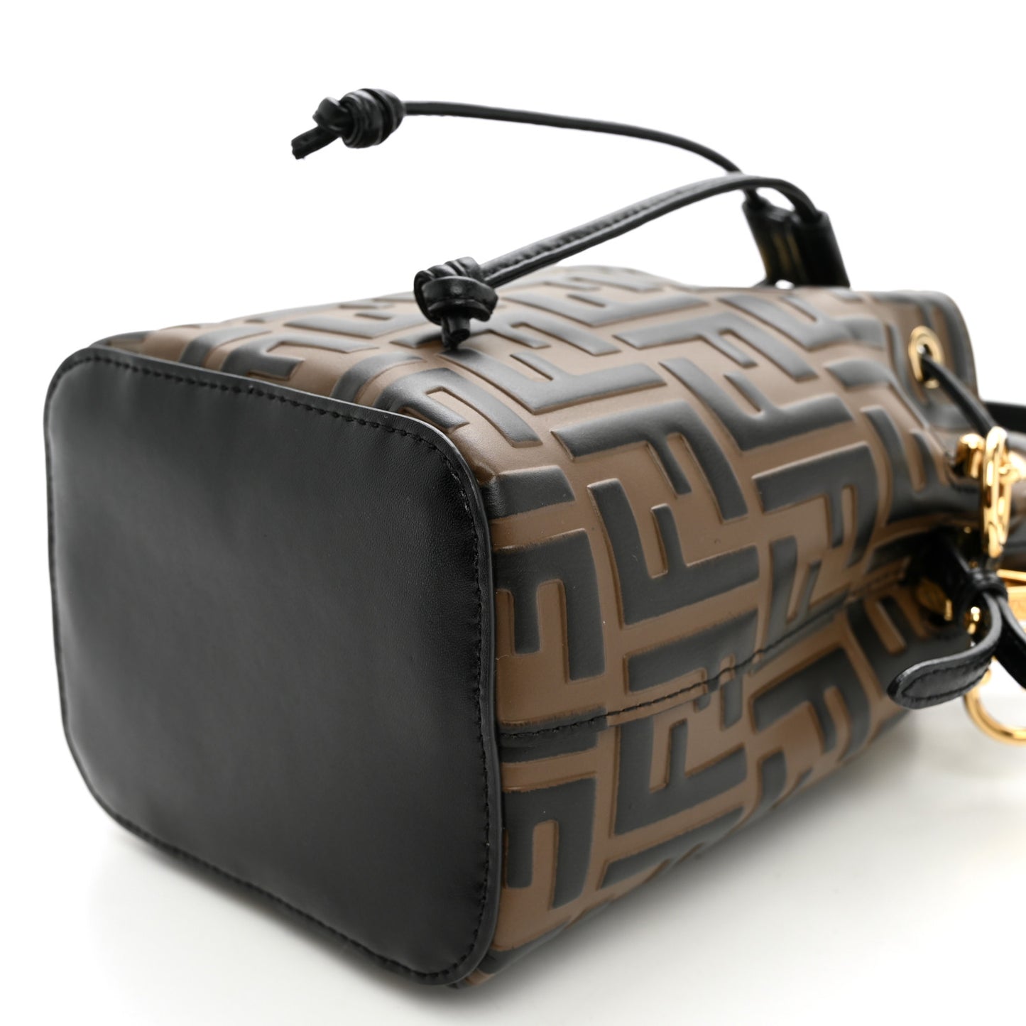 Vitello Liberty F is Fendi Bi-Color FF 1974 Embossed Mini Mon Tresor Bucket Bag Maya Black