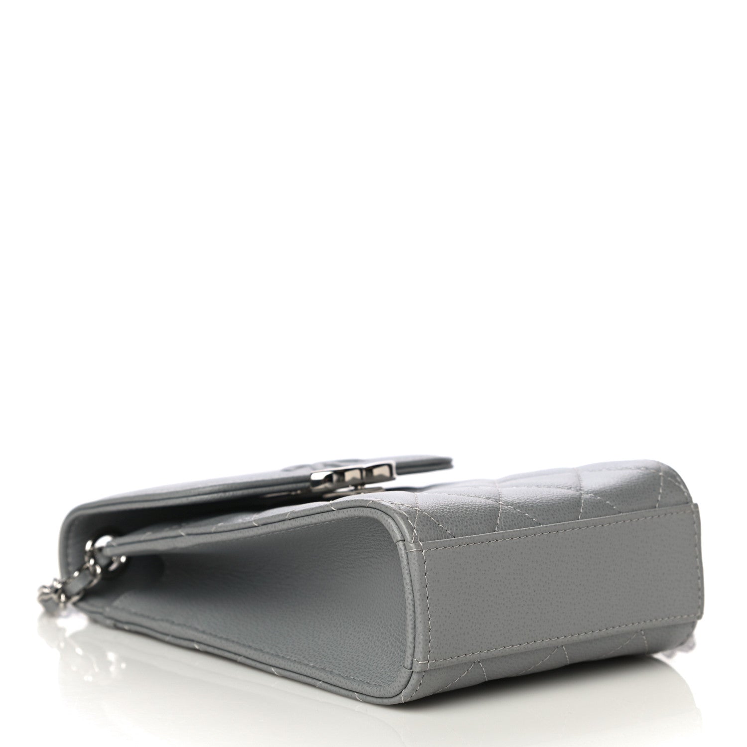 Chanel Grained Calfskin Quilted CC Box Clutch With Chain Grey 3 of 14