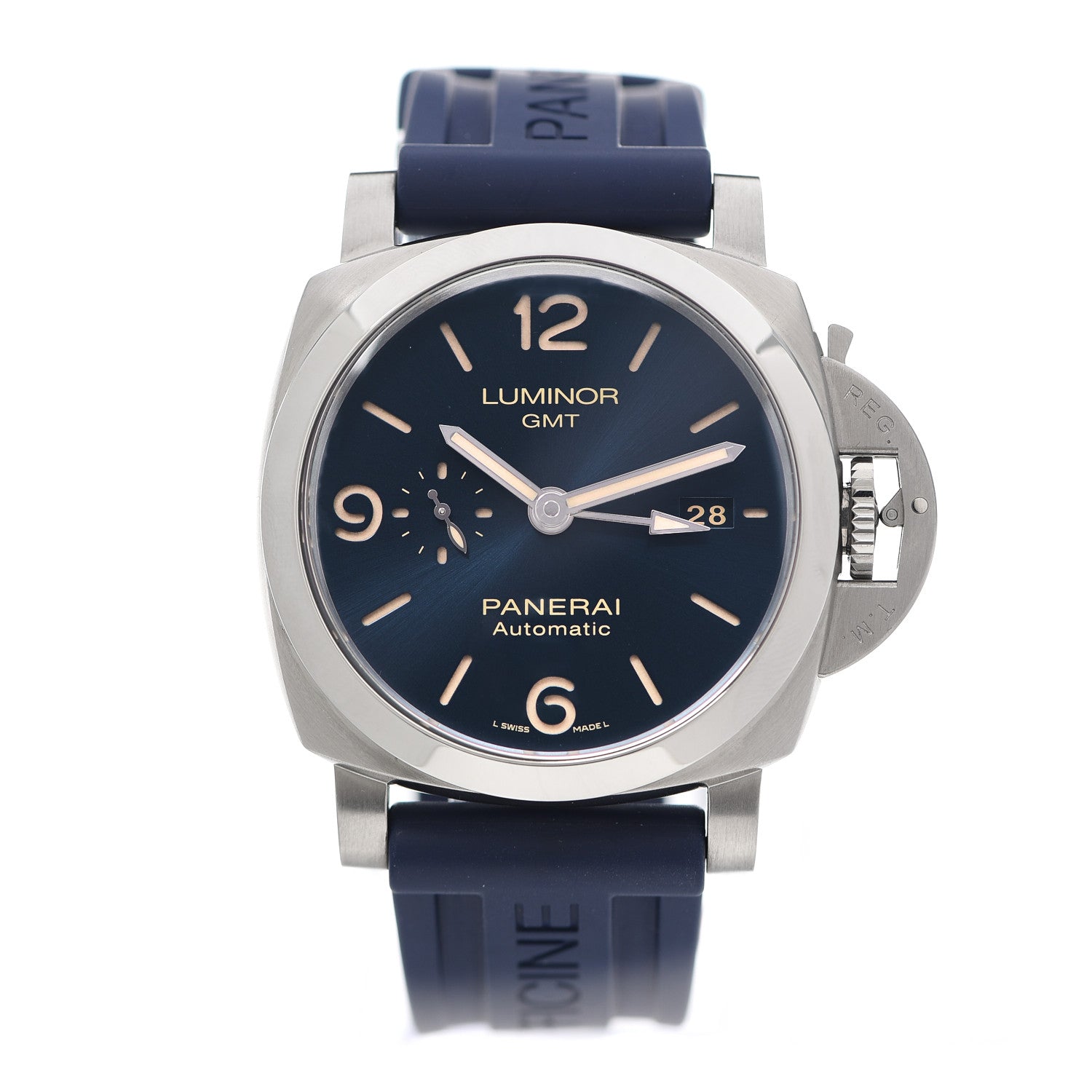 Panerai Stainless Steel Rubber 44mm Luminor 1950 GMT Automatic Watch Blue PAM01033 1 of 5