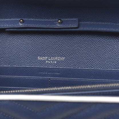 Saint Laurent Grain De Poudre Matelasse Monogram Chain Wallet Denim Bianco Ottico 6 of 14