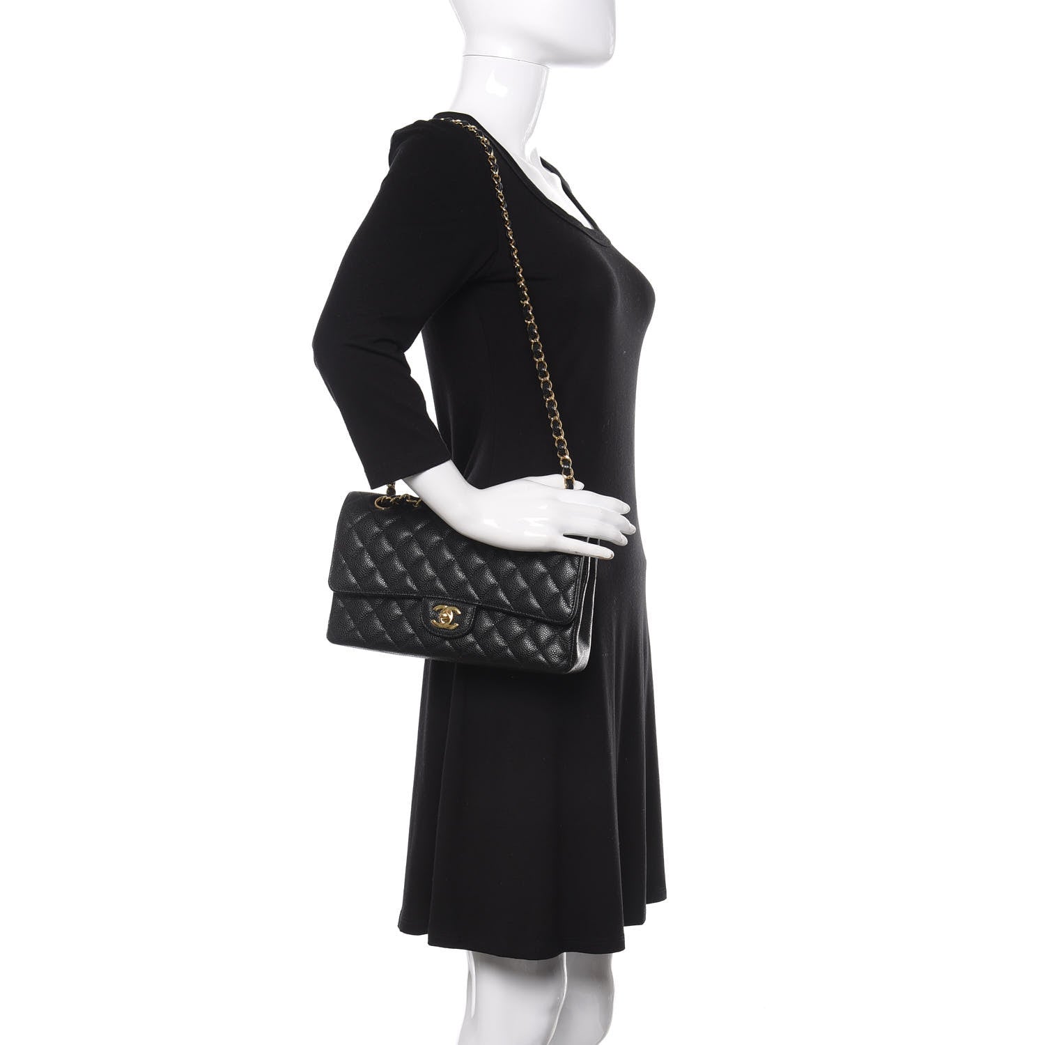 Chanel Caviar Quilted Medium Double Flap Black 3 of 13
