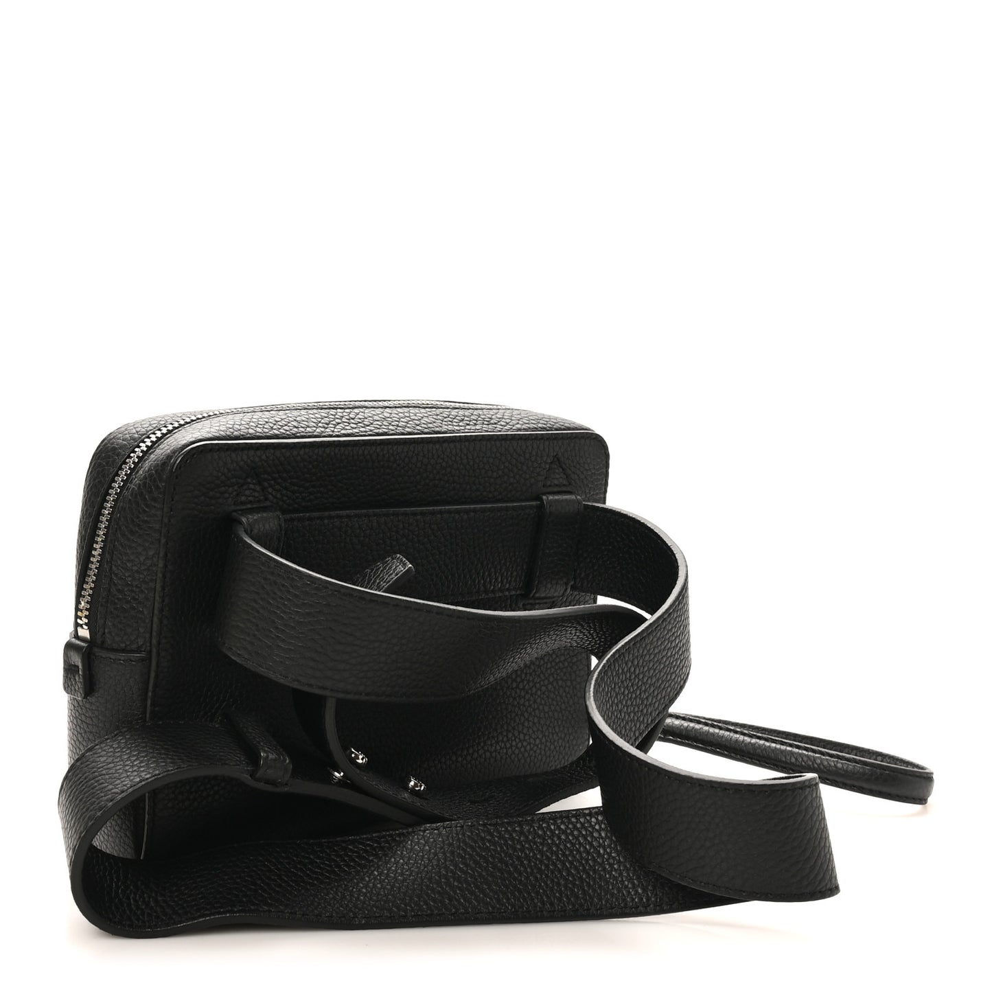 Calfskin Gancini Embossed Belt Bag Black