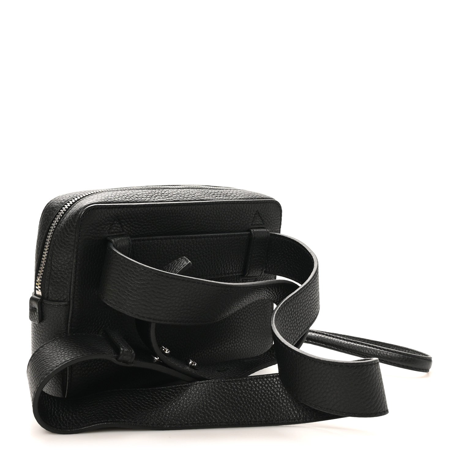Salvatore Ferragamo Calfskin Gancini Embossed Belt Bag Black 3 of 9