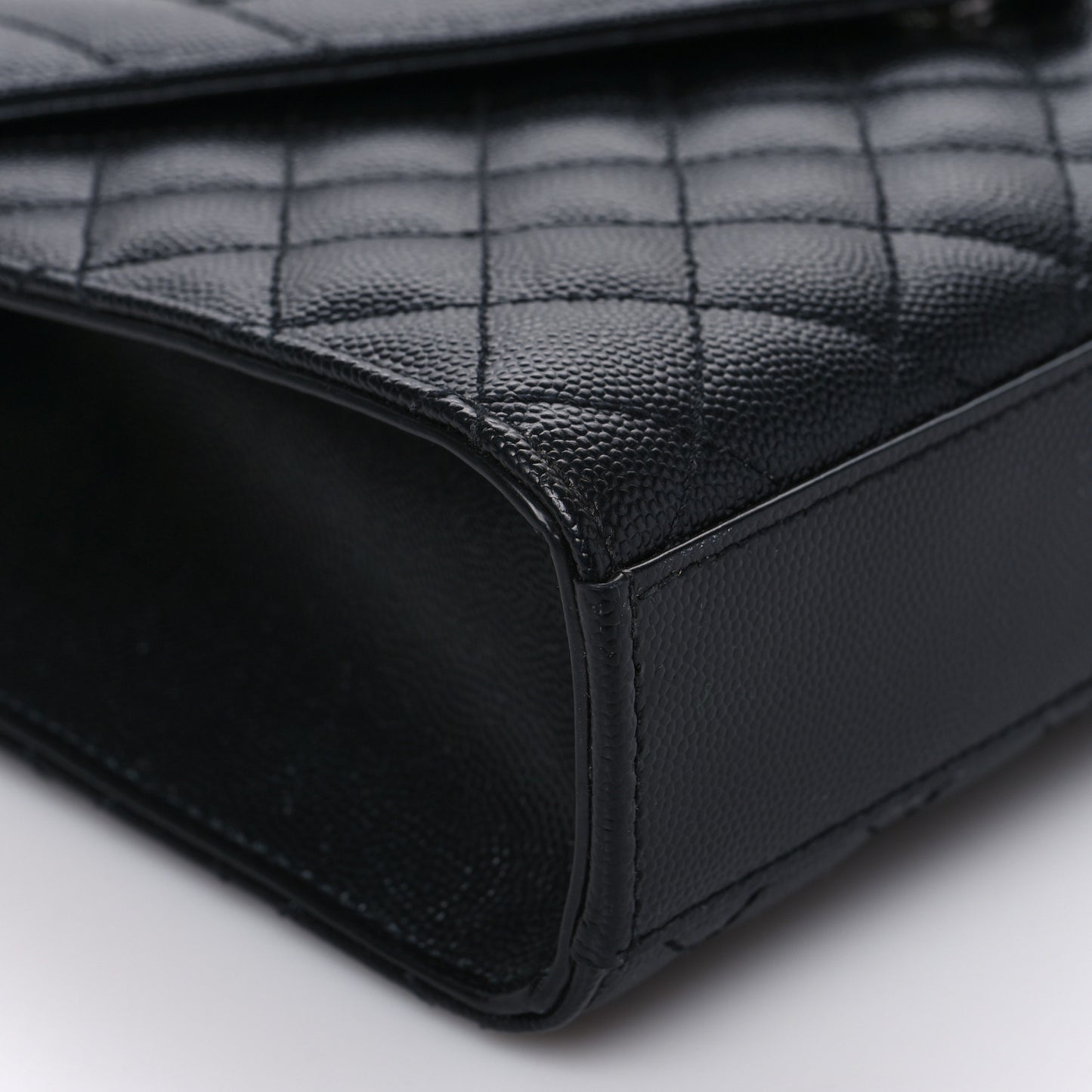 Grain De Poudre Textured Mixed Matelasse Triquilt Medium Monogram Monochrome Satchel Black