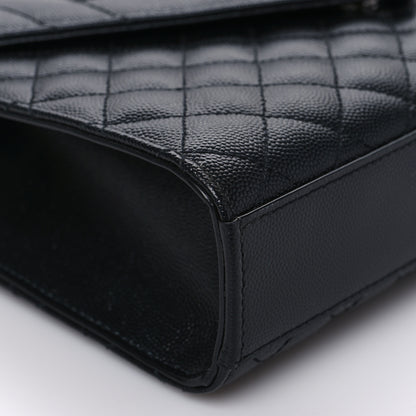 Saint Laurent Grain De Poudre Textured Mixed Matelasse Triquilt Medium Monogram Monochrome Satchel Black 7 of 8