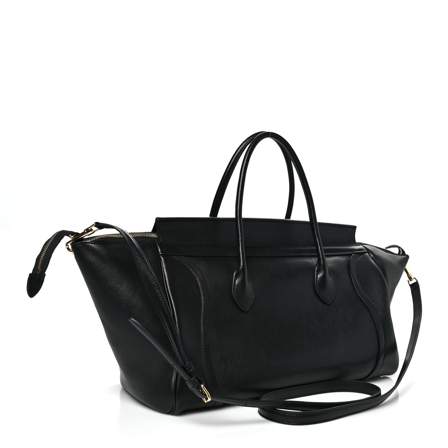Celine Supple Shiny Lambskin Medium Smiling New Luggage Black 2 of 10