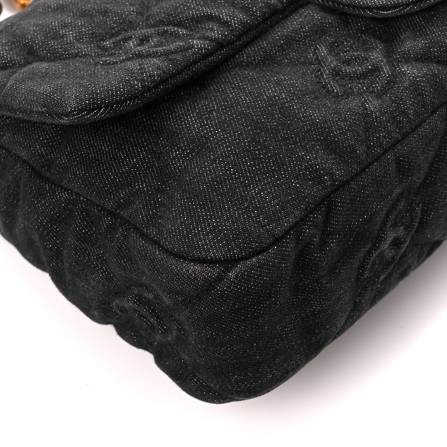Denim Quilted Medium Funky Town Flap Black