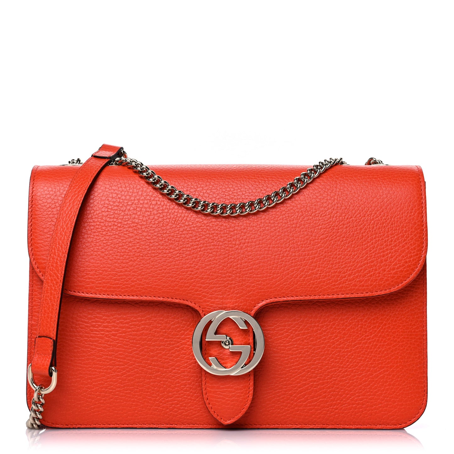Dollar Calfskin Interlocking G Shoulder Bag Sun Orange