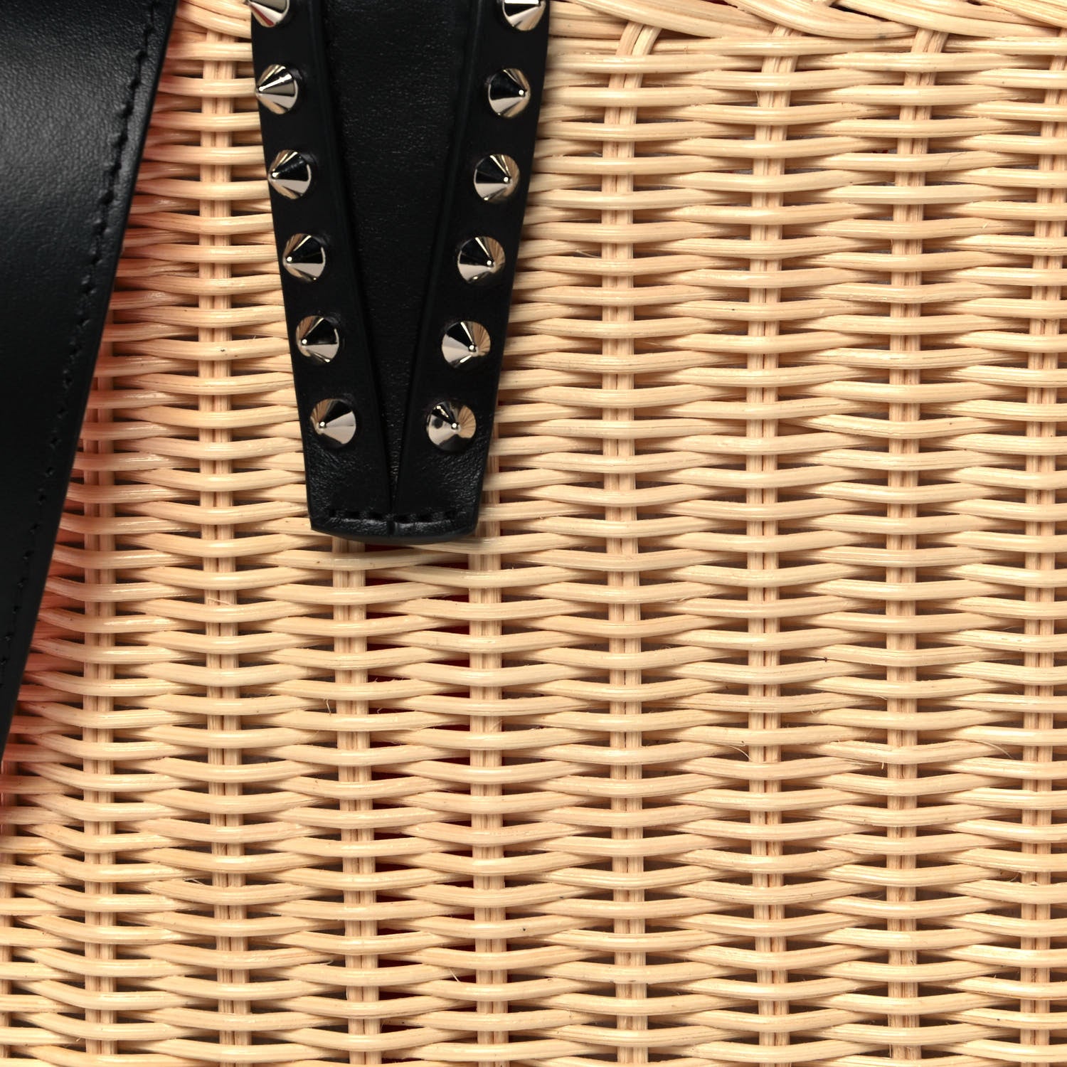 Christian Louboutin Raffia Calfskin Cabata Mini Spiked Tote Beige 7 of 13
