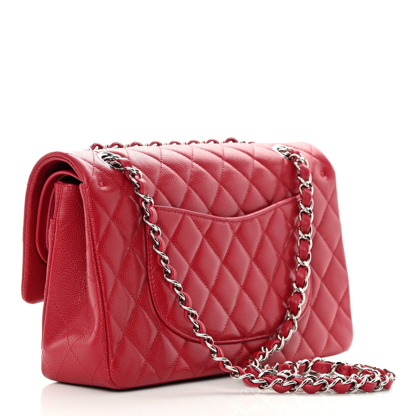 Caviar Quilted Medium Double Flap Dark Red