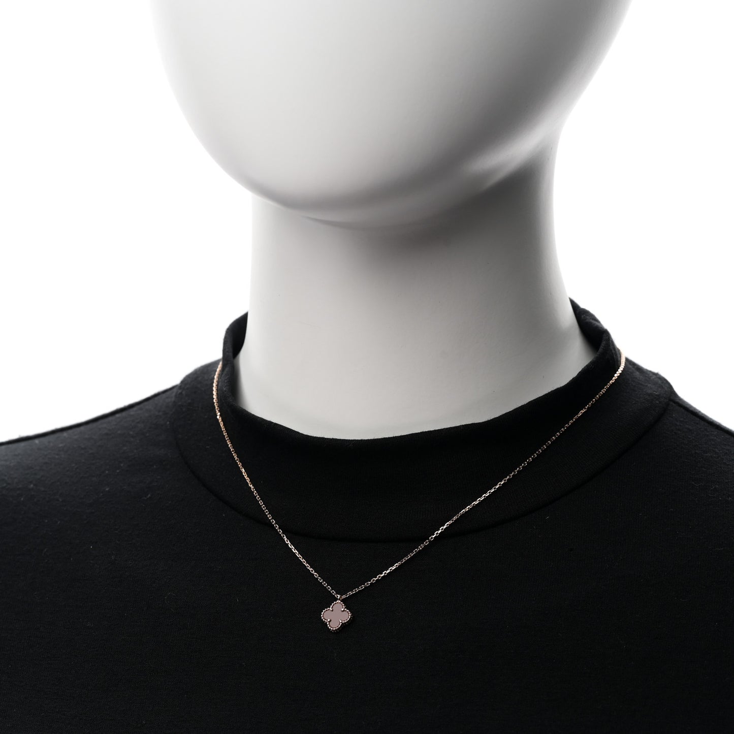 18K Rose Gold Carnelian Sweet Alhambra Pendant Necklace