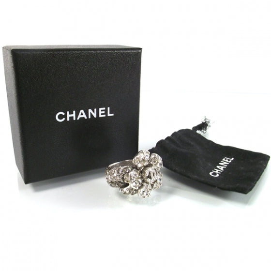 Chanel Swarovski Crystal Camelia Ring Size 6 6 of 6