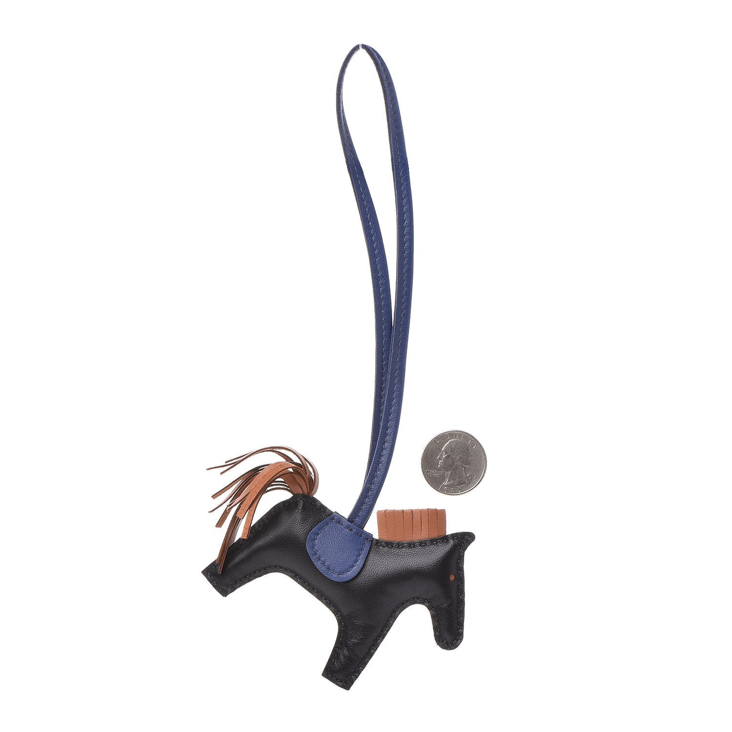 Milo Lambskin Grigri Rodeo Horse Bag Charm PM Black Bleu Saphir Gold