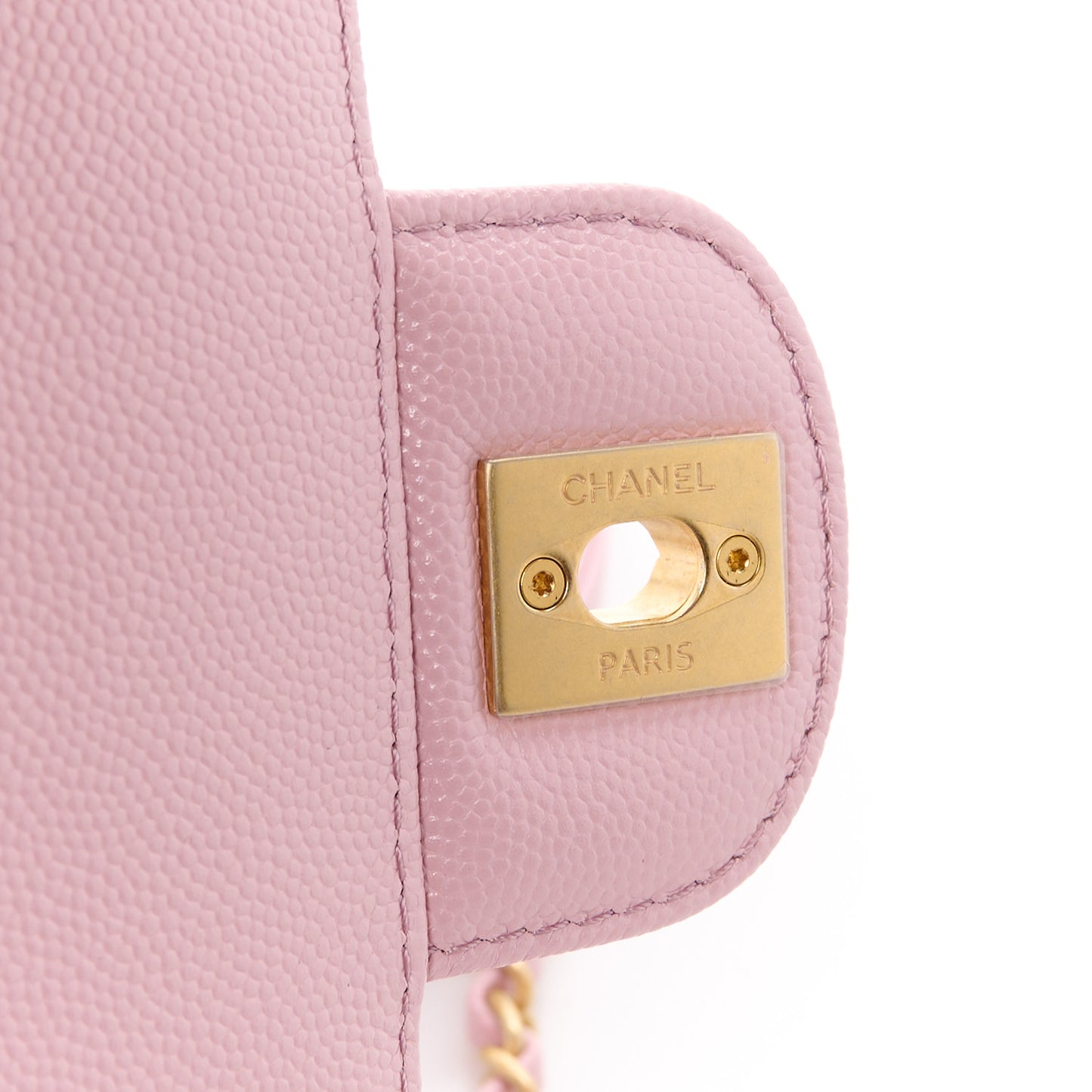 Shiny Caviar Quilted Mini Top Handle Flap Pink