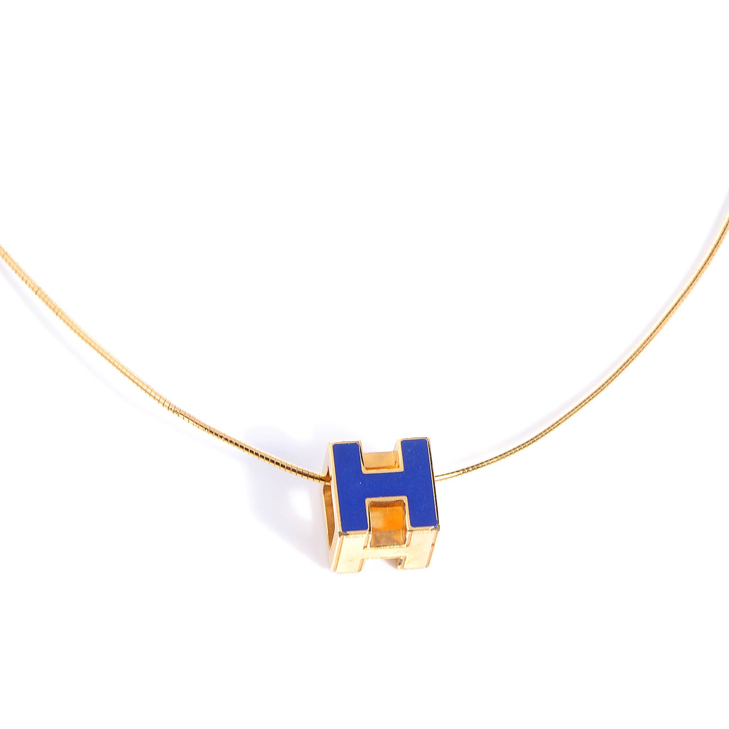 Hermes Enamel Cage d'H Necklace Royal Bleu 1 of 6