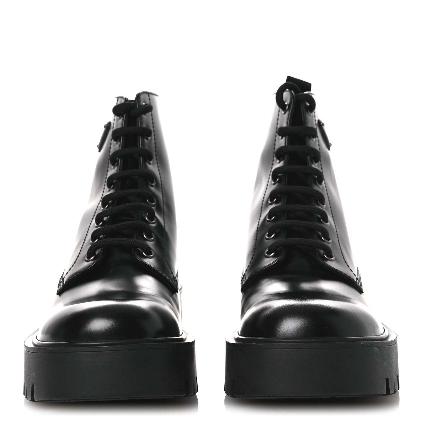 Brushed Calfskin Triangle Mens Lace Up Boots 8.5 Black