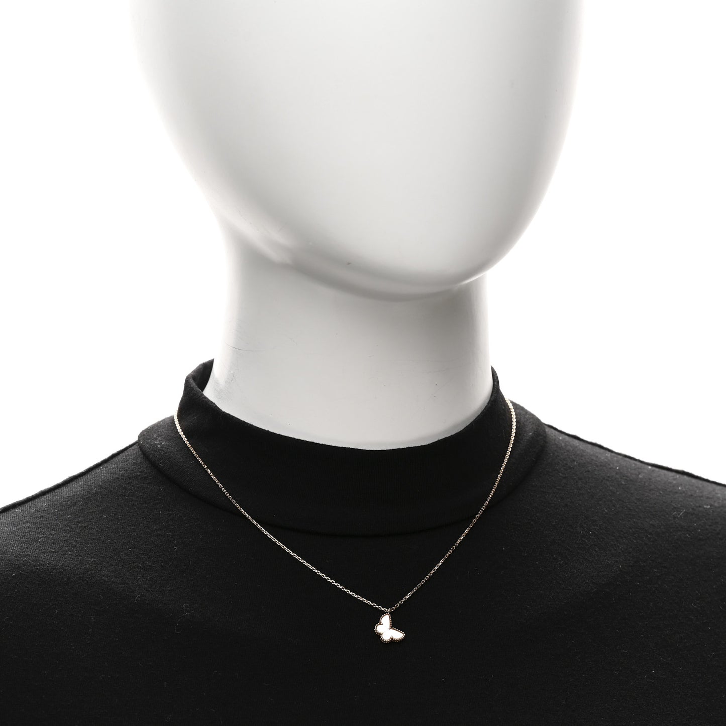 18K Yellow Gold Mother of Pearl Sweet Alhambra Butterfly Pendant Necklace