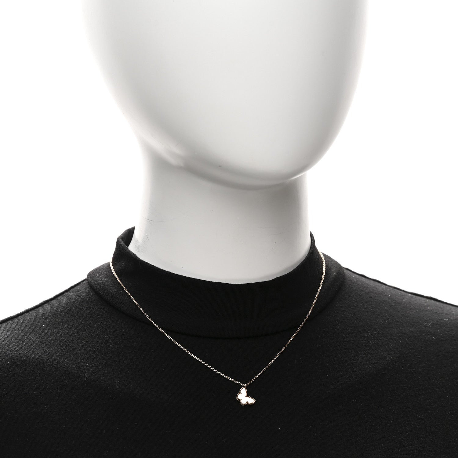 Van Cleef & Arpels 18K Yellow Gold Mother of Pearl Sweet Alhambra Butterfly Pendant Necklace 2 of 6