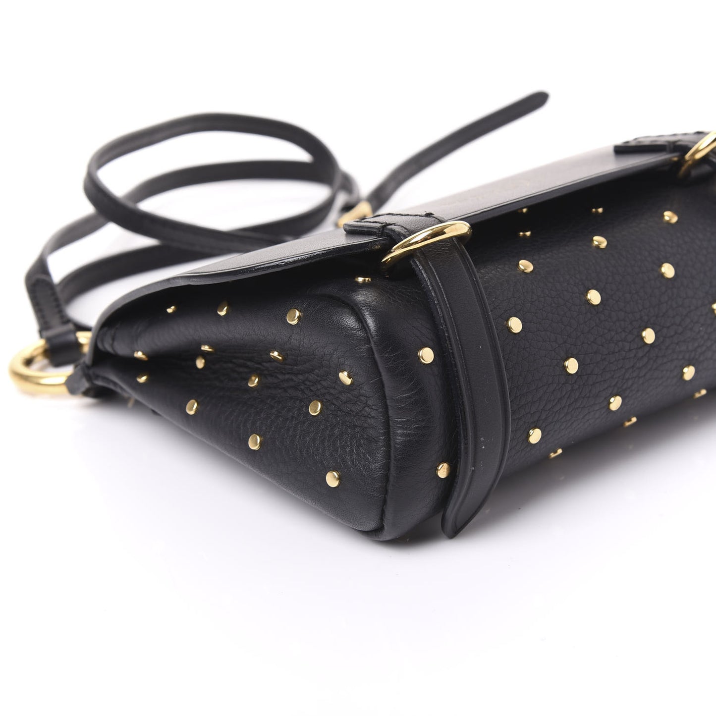 Soft Grain Calfskin Studded Baby Bridle Saddle Bag Black