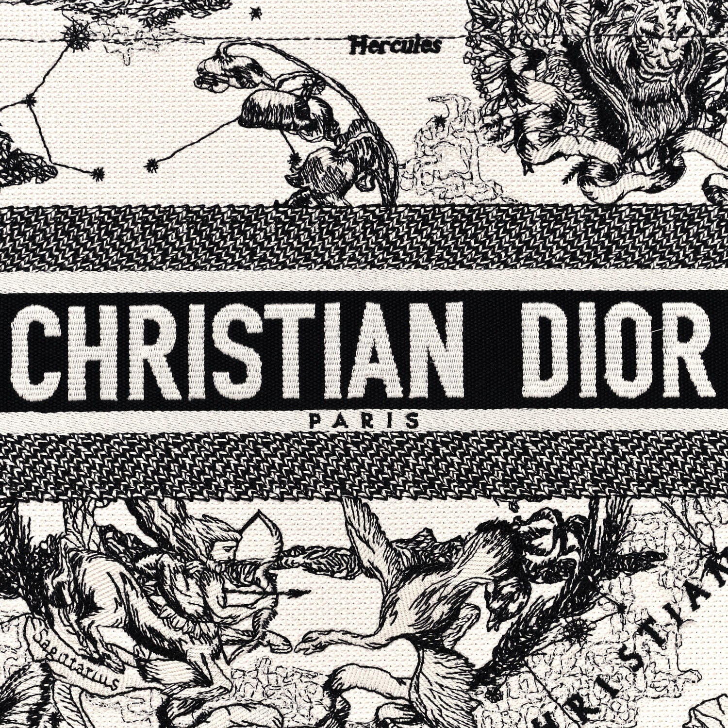 Christian Dior Canvas Zodiac Toile De Jouy Embroidered Medium Book Tote Latte 9 of 10