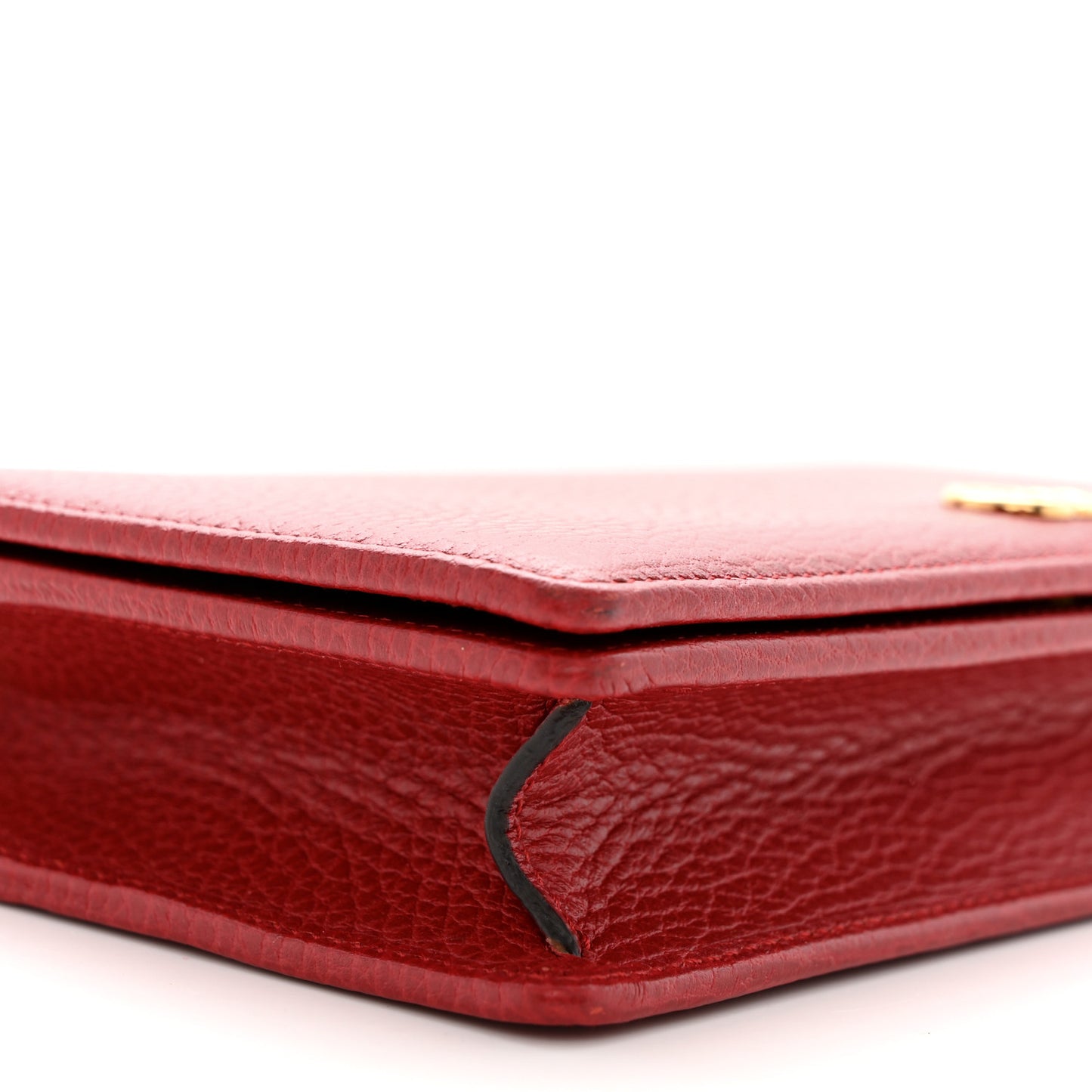 Dollar Calfskin Mini GG Marmont Chain Wallet Hibiscus Red