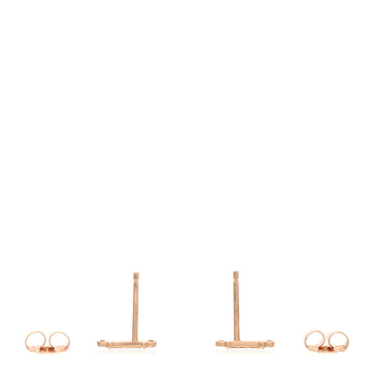 Tiffany 18K Rose Gold Diamond Fleur de Lis Key Bar Earrings 3 of 5