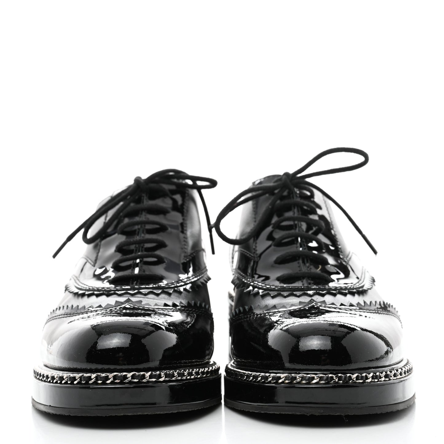 Lambskin Patent Calfskin CC Brogue Lace Up Oxfords 39.5 Black