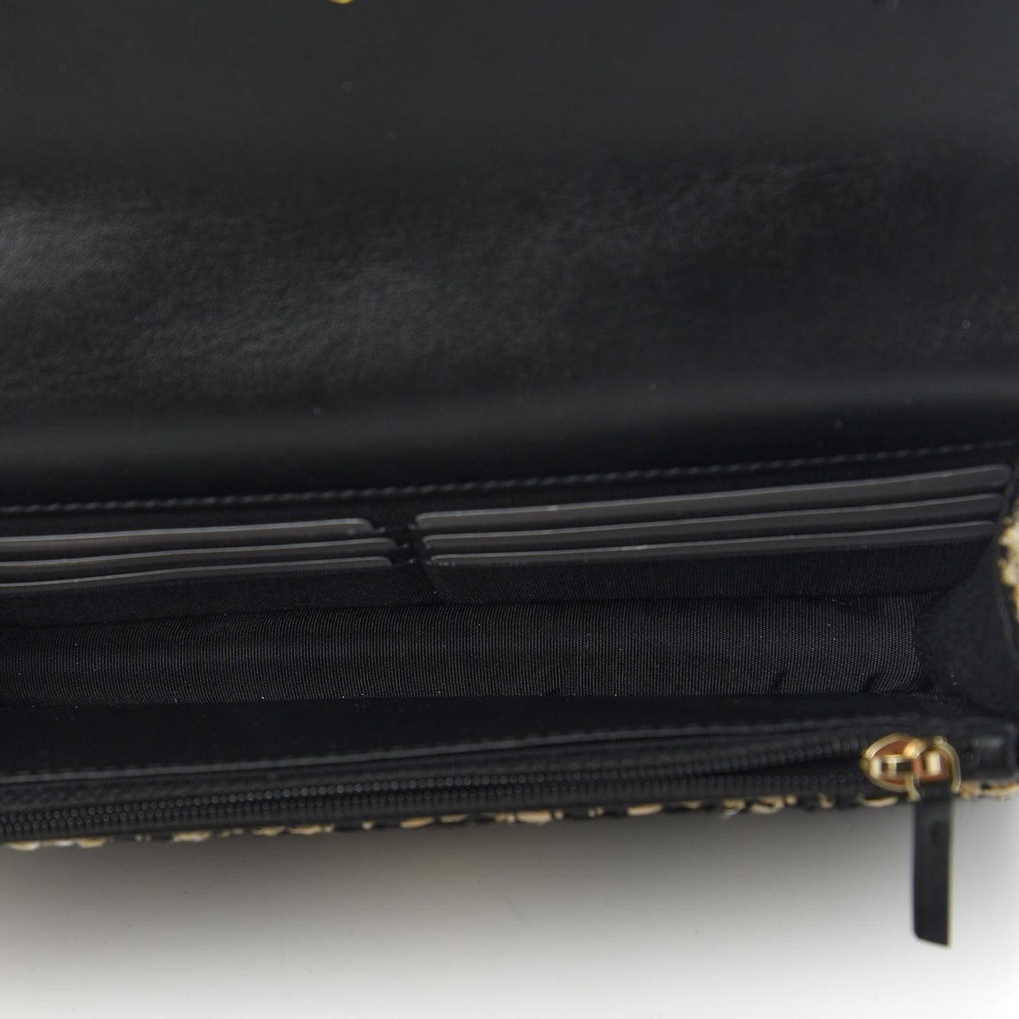 Tweed Quilted Chanel 19 Wallet On Chain WOC Black Beige