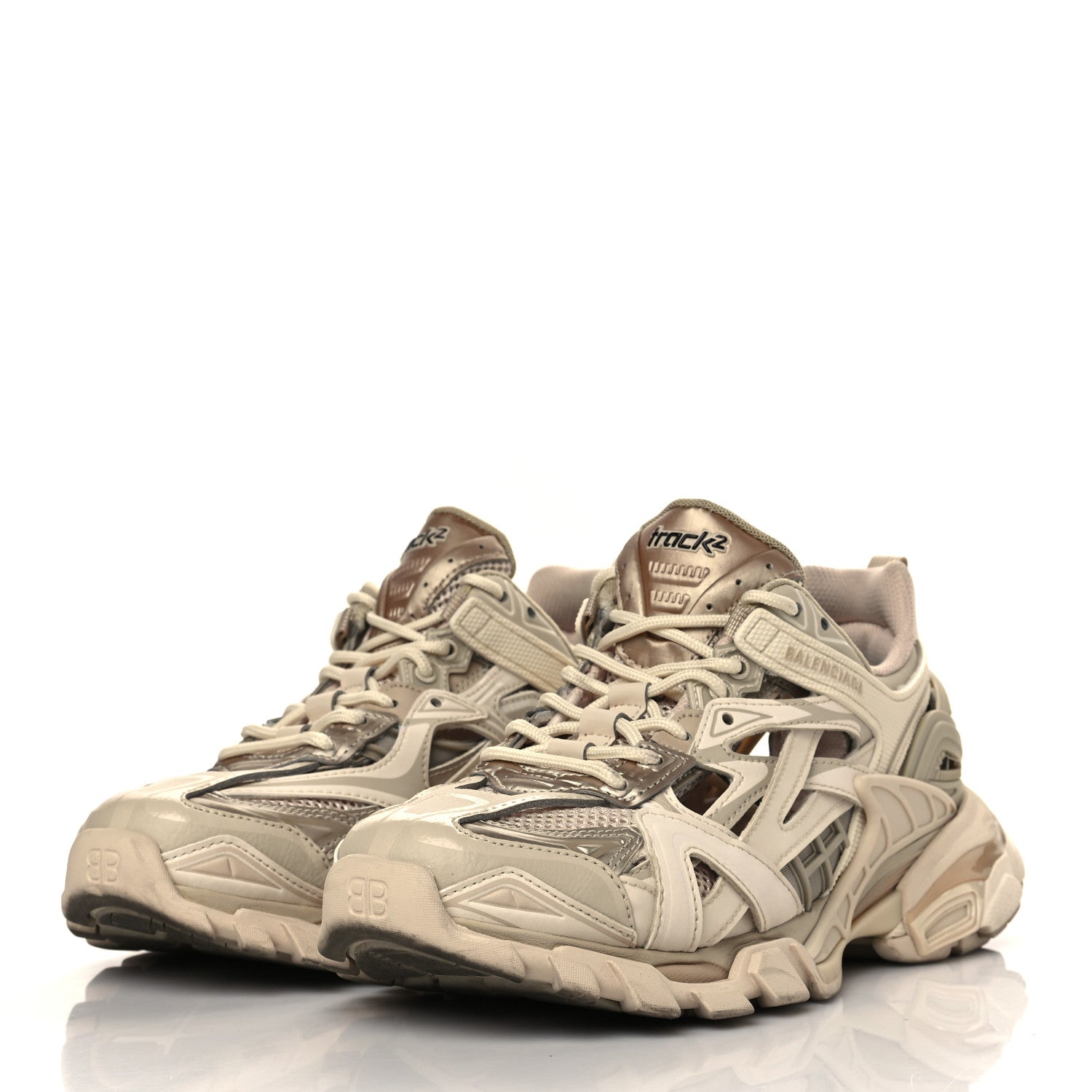 Balenciaga Rubber Mesh Bi-Color Mens Track.2 Open Sneakers 39 Nude 3 of 7