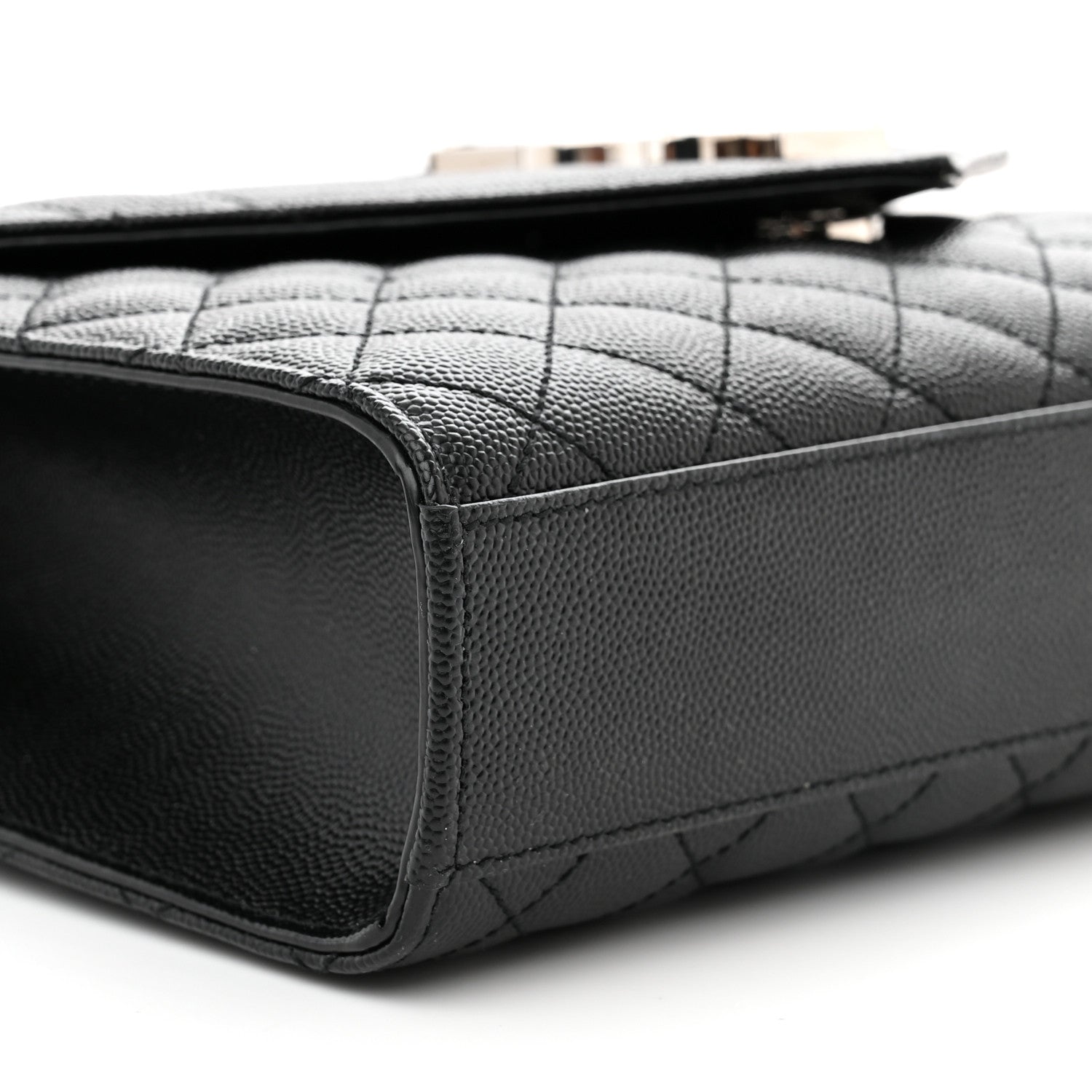 Saint Laurent Grain De Poudre Textured Mixed Matelasse Triquilt Medium Monogram Satchel Black 8 of 9