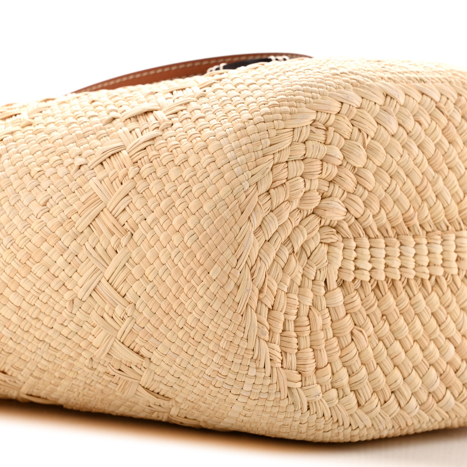 Loewe Calfskin Raffia Paulas Ibiza Medium Anagram Basket Tote Bag Natural Tan 9 of 12