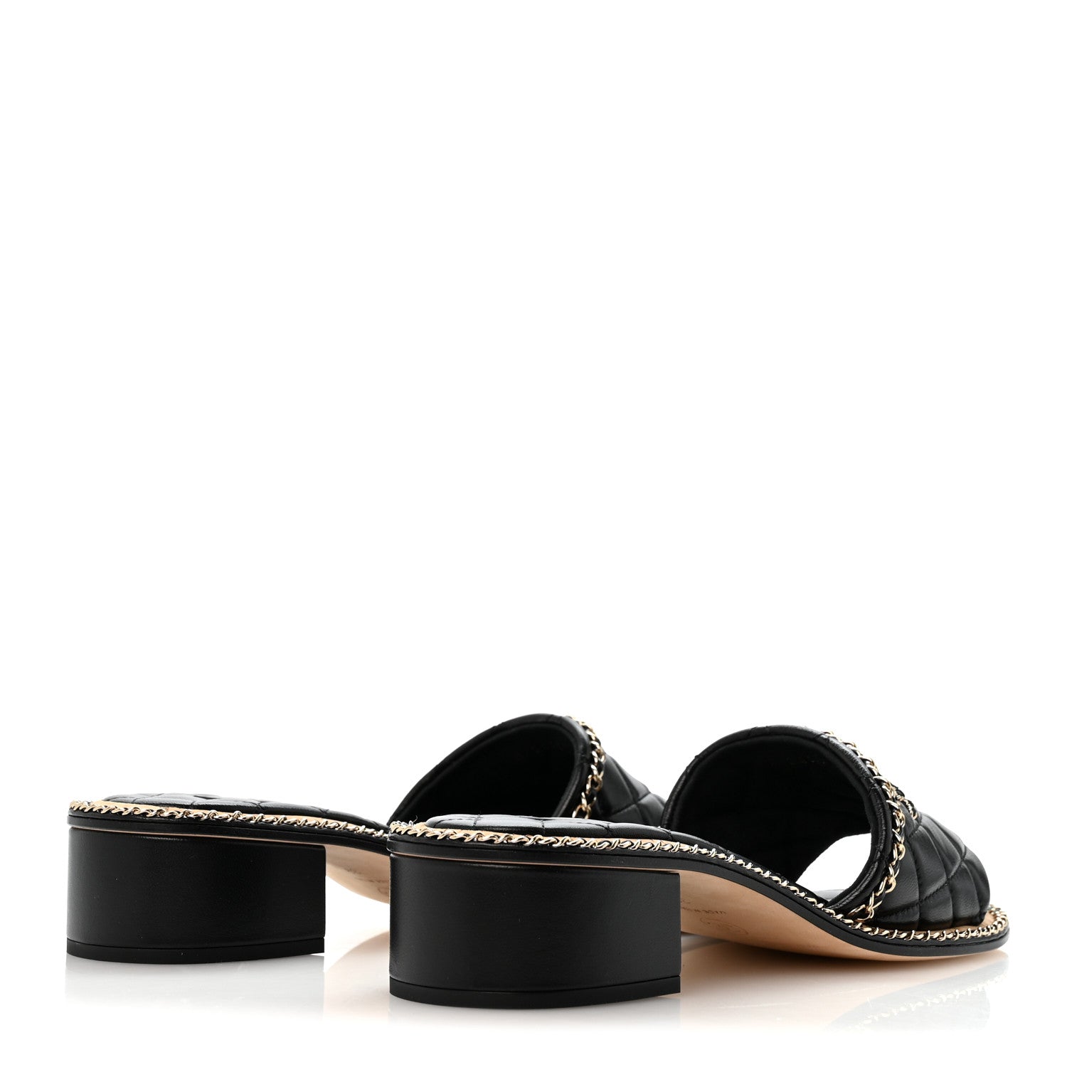 Chanel Lambskin Quilted Chain CC Mules 39 Black 5 of 9