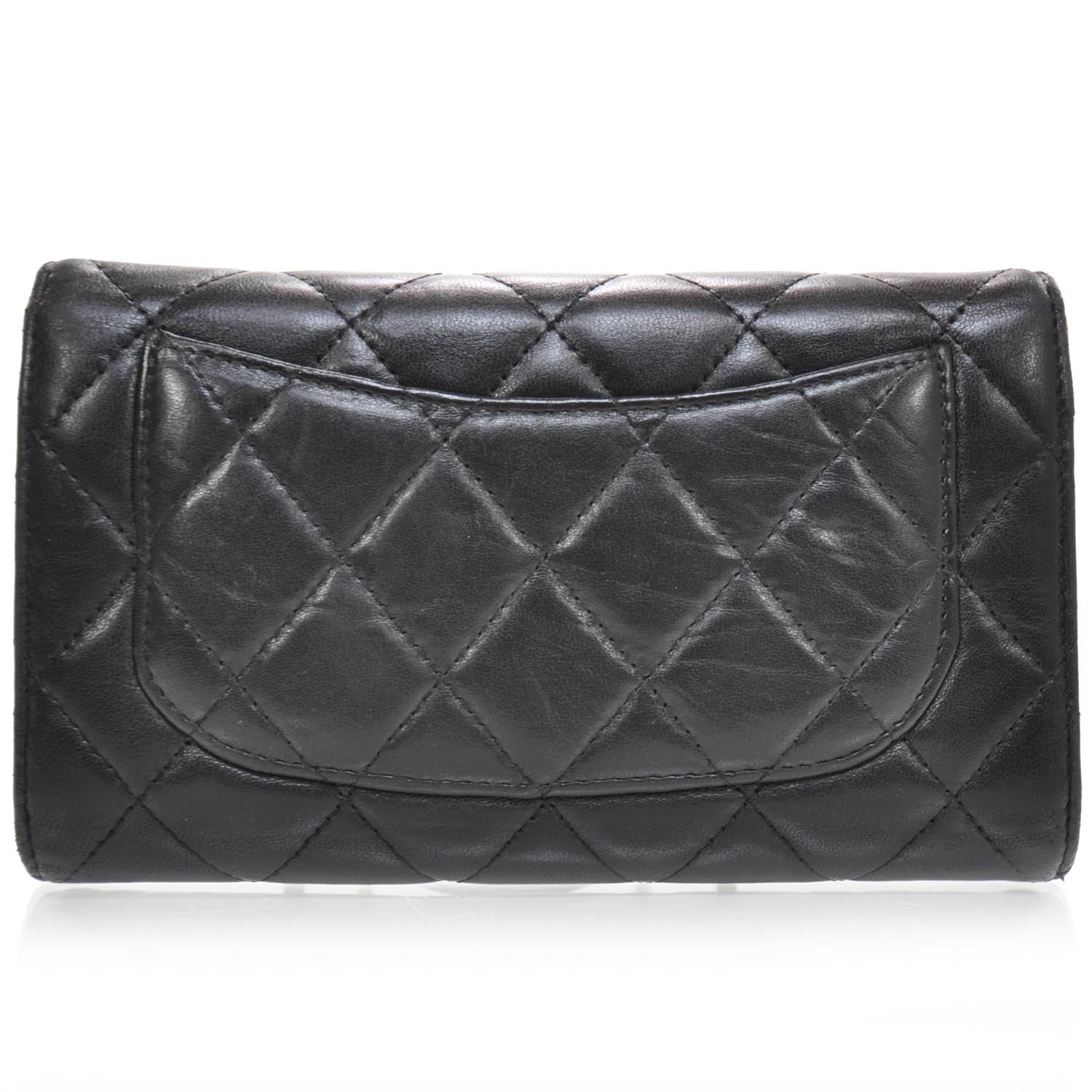 Chanel Lambskin Quilted Large Flap Wallet Black 2 of 10