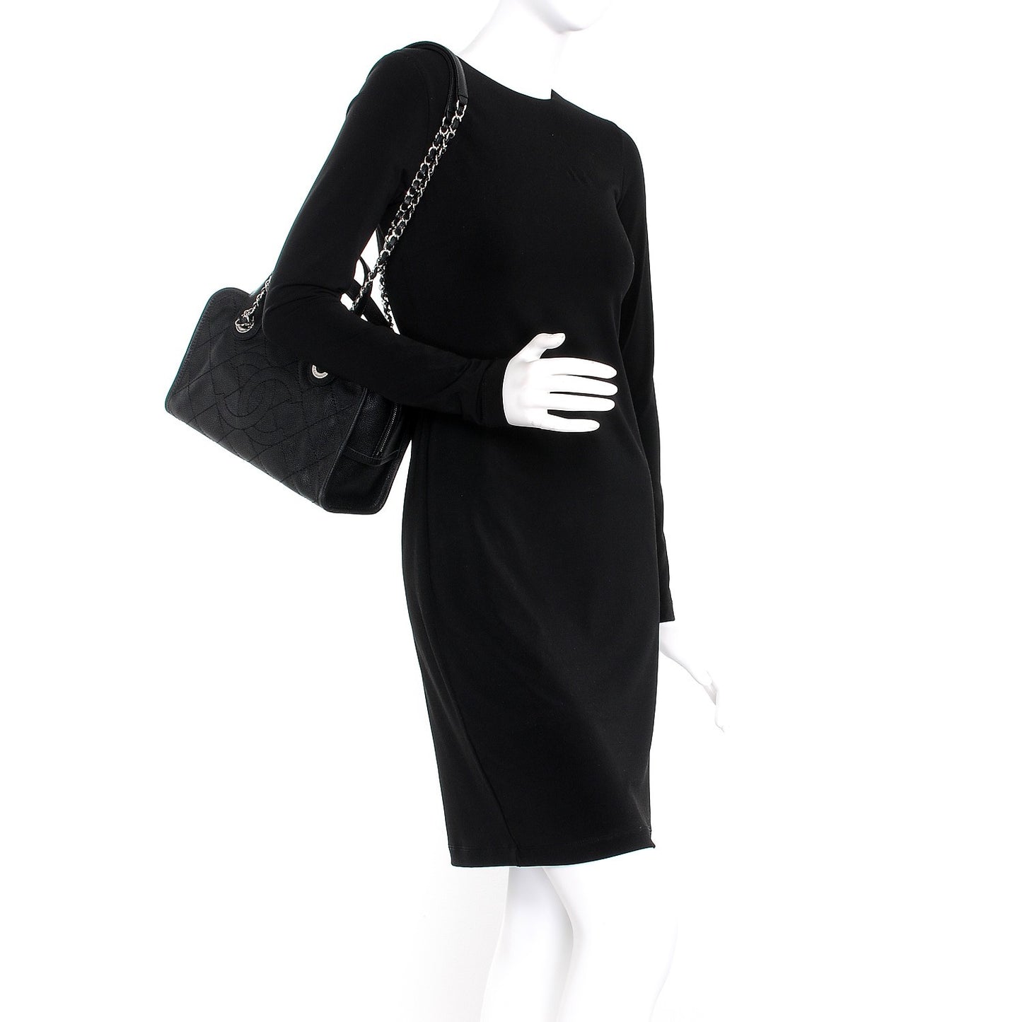 Caviar Quilted Small Deauville Bowling Bag Black