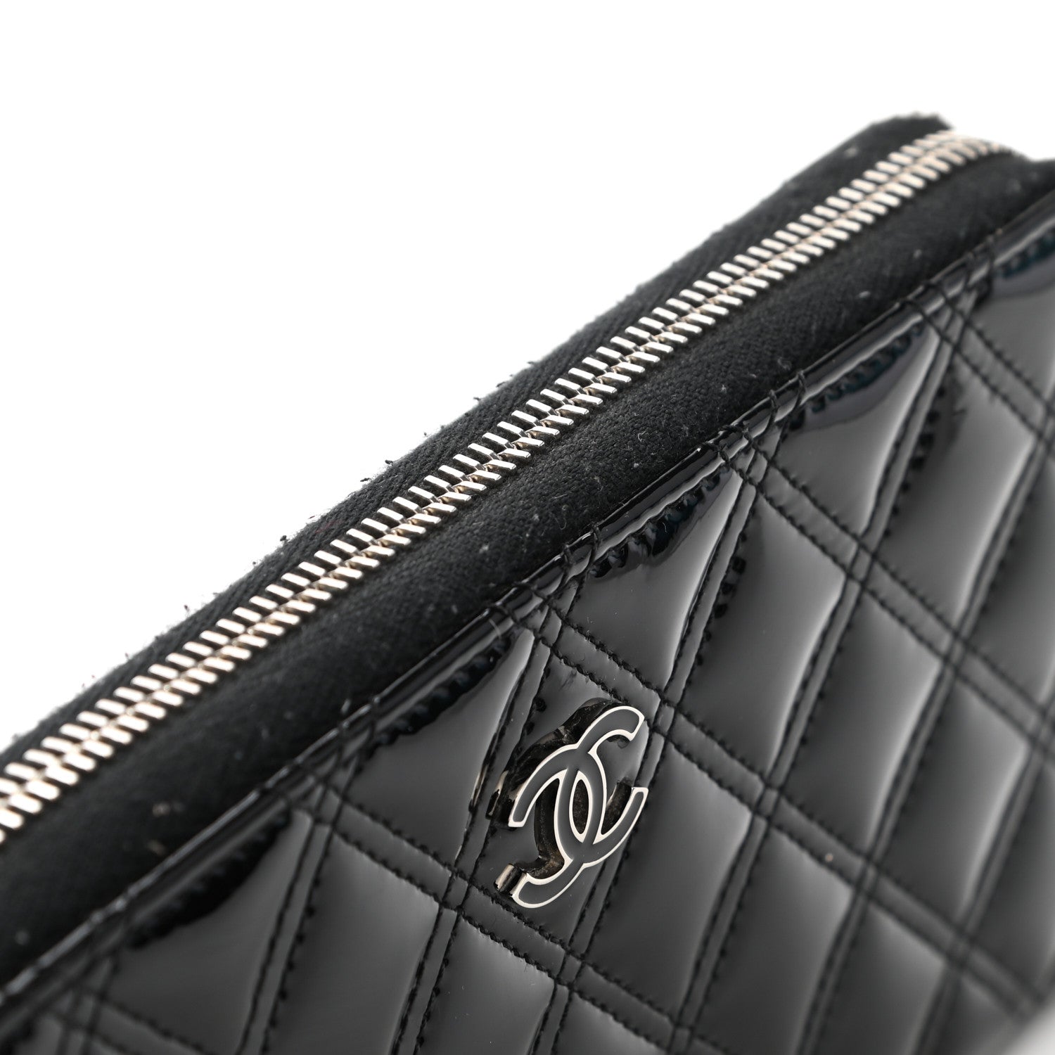 Chanel Patent Quilted Large Gusset Zip Around Wallet Black 9 of 10