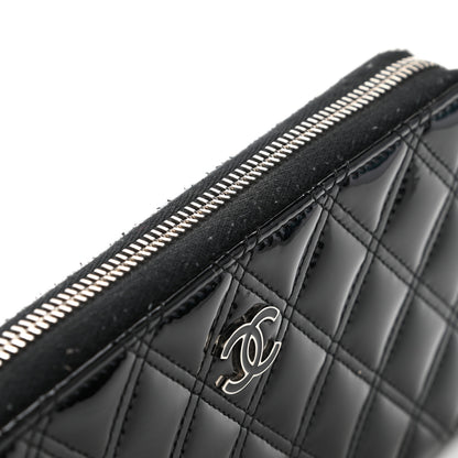 Chanel Patent Quilted Large Gusset Zip Around Wallet Black 9 of 10