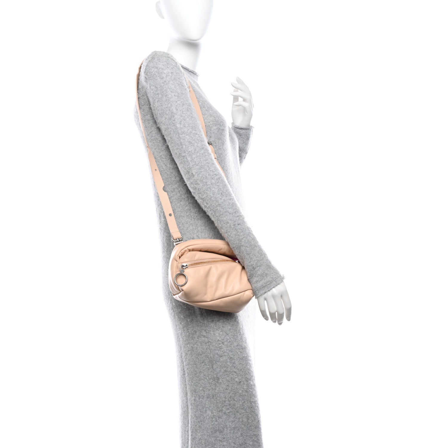 Off-White Calfskin Puffy Pump Pouch Crossbody Bag 19 Sand 3 of 10